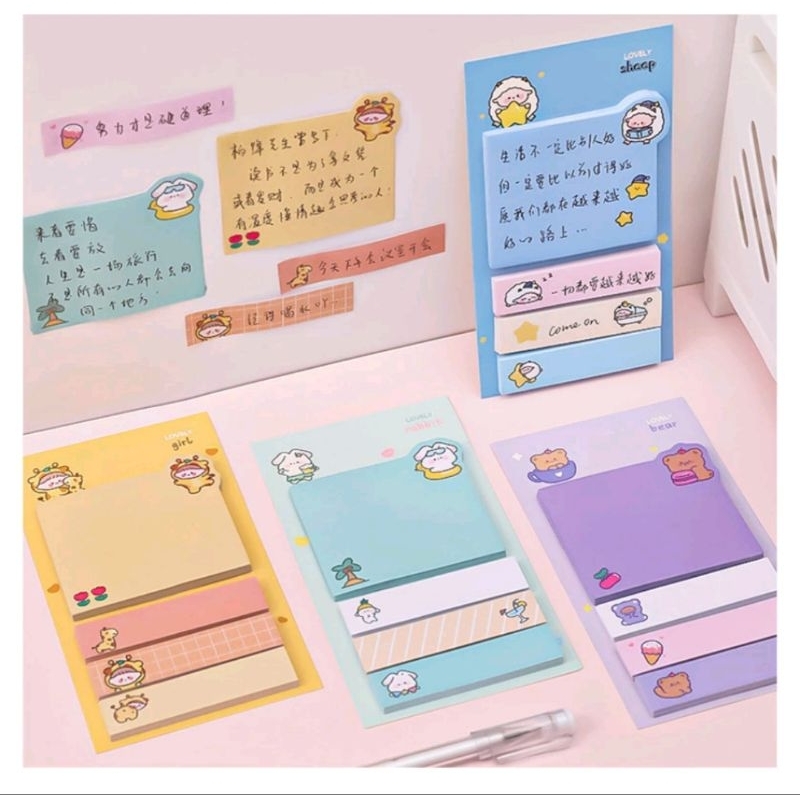 

Sticky notes Cute Animal 4 Line Paper Note Pet Unik Lucu
