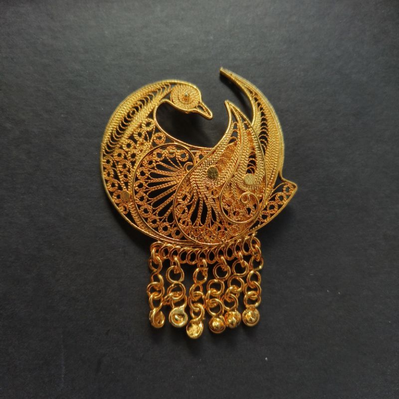 bros motif merak lapis emas 24k / bros kebaya / bros hijab / bros kutubaru / peacock / souvenir bros