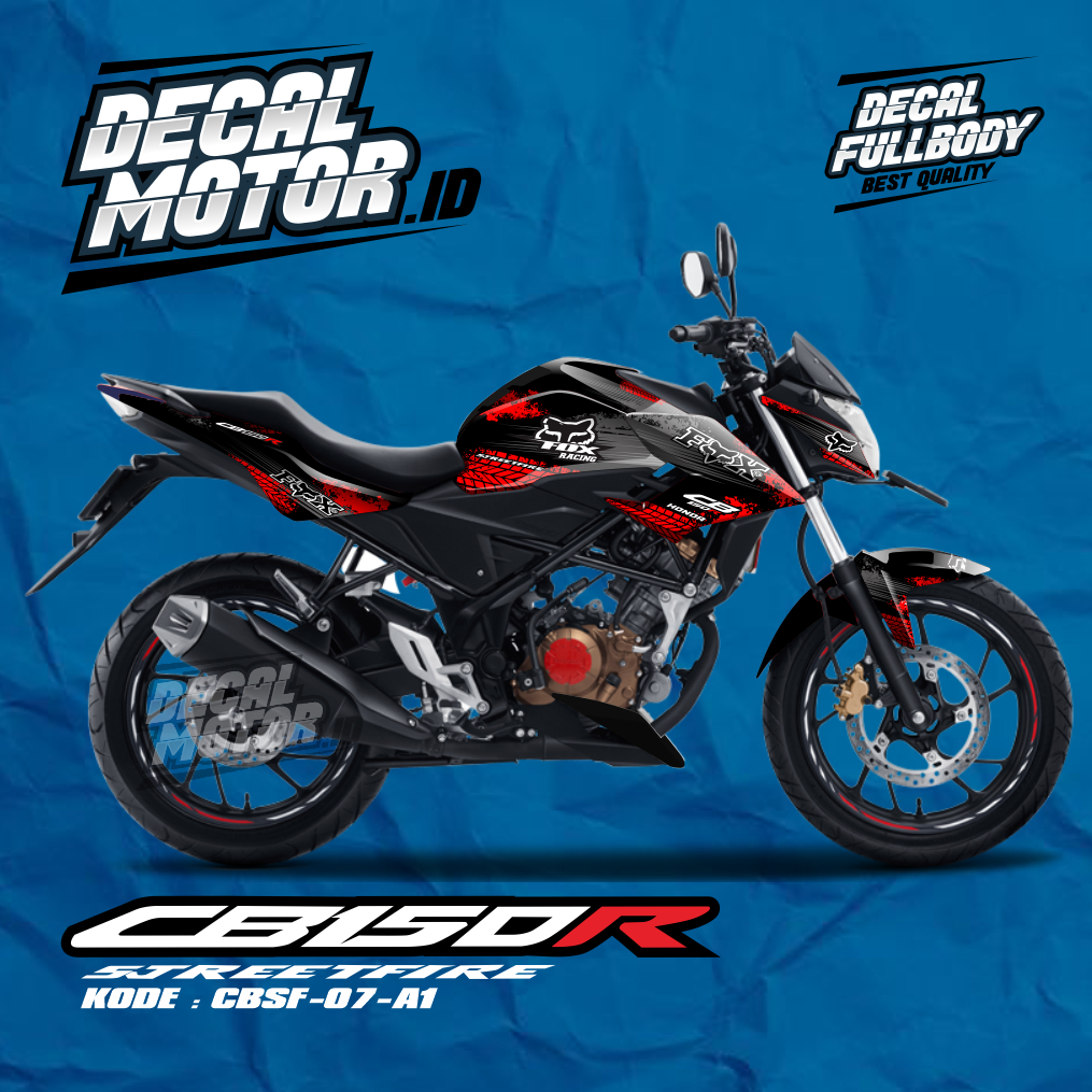 Decal Fullbody Sticker CB 150R / CB150R / NEW 2018 CB 150R Motif Fox Grunge Black - Kode CBSF