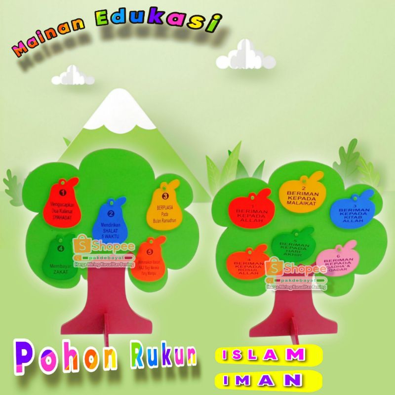 Mainan Edukasi Pohon Rukun Islam dan Rukun Iman