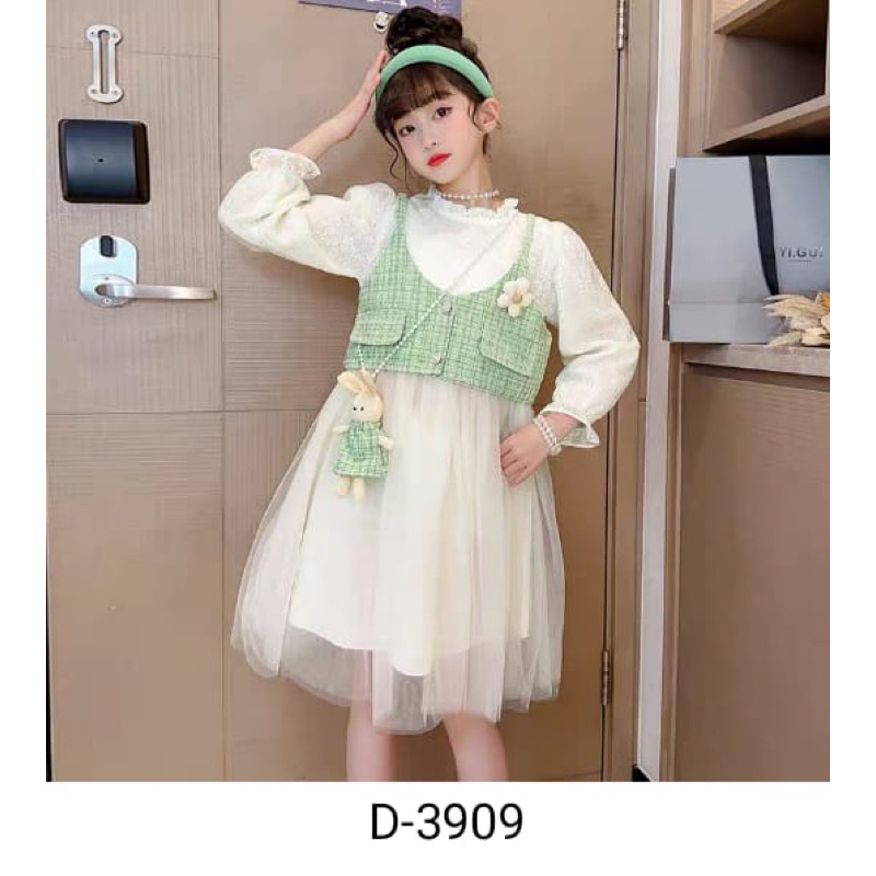 [eRcoLe] Dress import premium anak + rompi + boneka