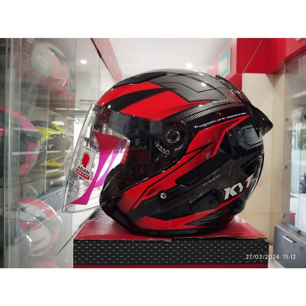 HELM KYT GALAXY FLAT R ASYMMETRIC BLACK RED ORIGINAL DOUBLE VISOR MURAH HELM TOURING KYT GALAXY FLAT