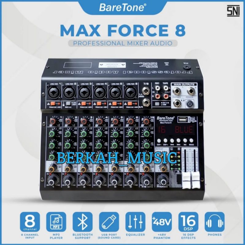 Baretone mixer audio max force 8 original Mixer 8 Channel