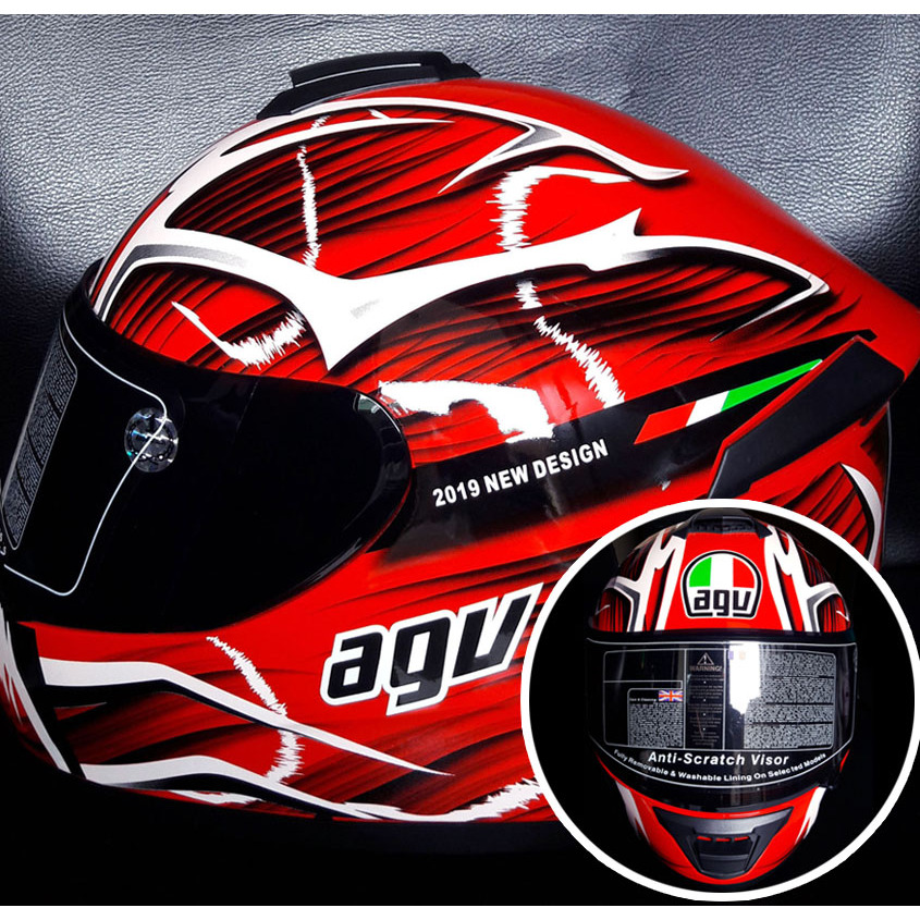 agv red design import, full face helmets, jarang ada, size L