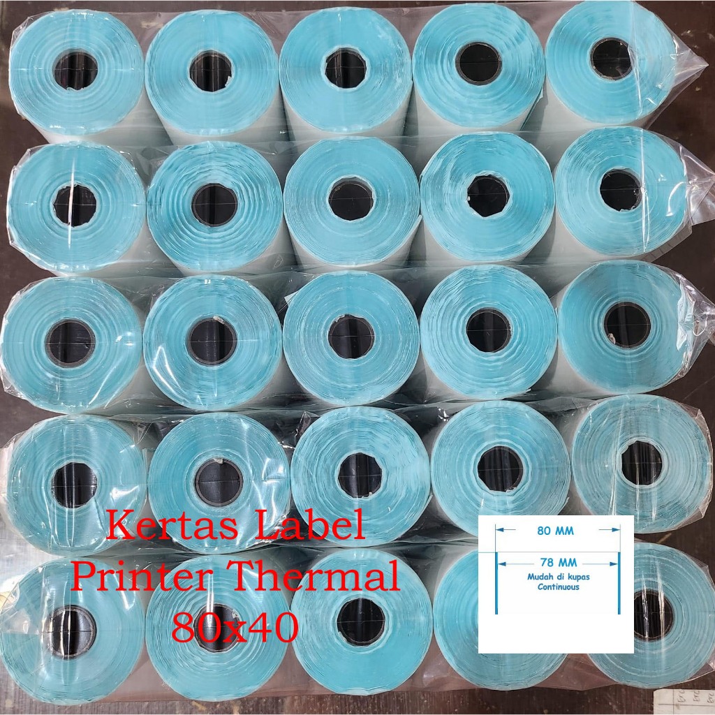 

Kertas Thermal Label Sticker Continuous Resi 80 x 40