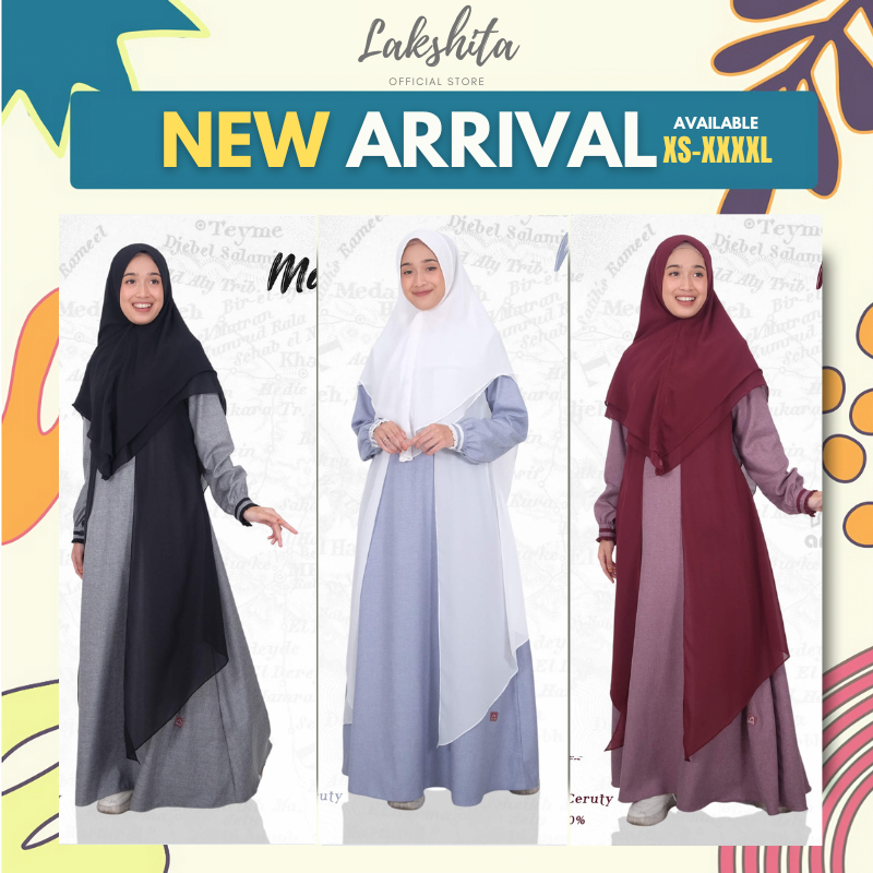 Baju Gamis Wanita Dewasa Remaja Dress Muslim Lebaran 2024 Model Terbaru Warna Kombinasi Navy Maroon 