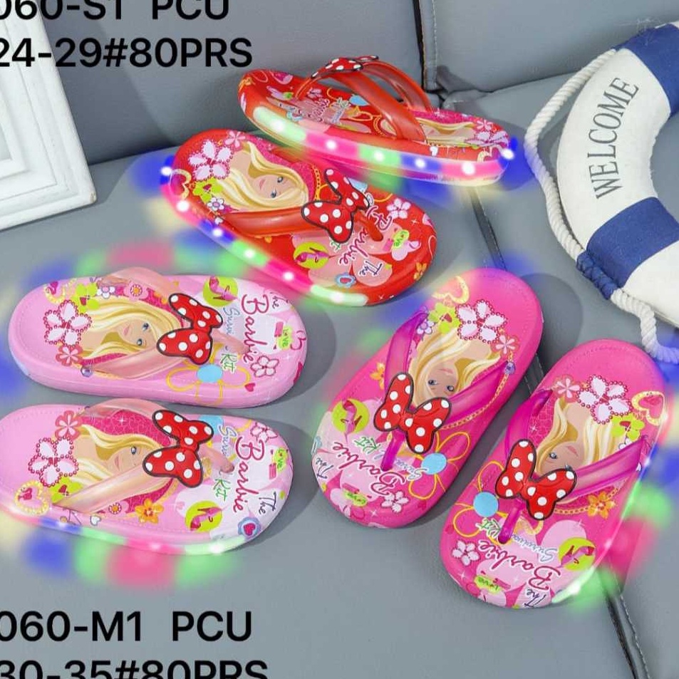Serbu Untung  Sandal Anak Perempuan Pita Barbie Sandal Jepit Anak Perempuan LED Kekinian