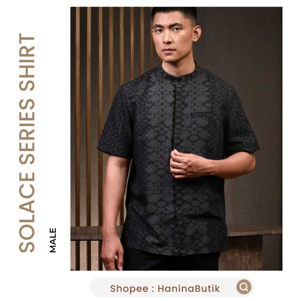 (𝗦𝗜𝗔𝗣 𝗞𝗜𝗥𝗜𝗠) SOLACE SERIES SHIRT KOKO STANDUP SHORT SIZE L by MALE.ID | HEYLOCAL HEYMALE