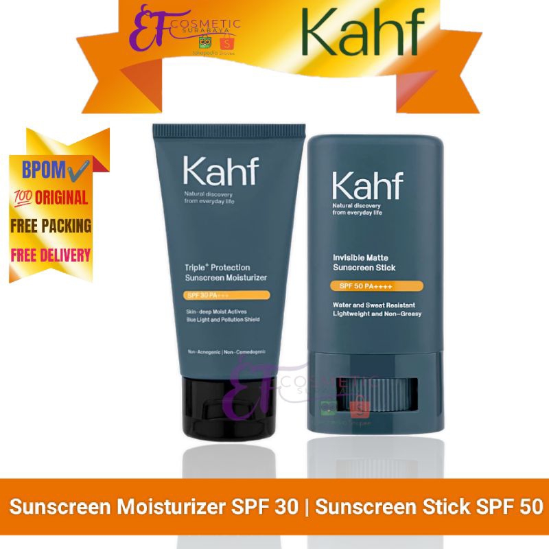 KAHF Triple Protection Sunscreen Moisturizer SPF 30 | Susncreen Stick SPF 50 - Sunscreen Wajah Pria