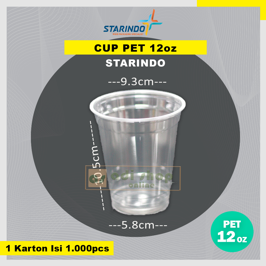 RB Cup PET 12oz Datar Starindo / Gelas Plastik PET