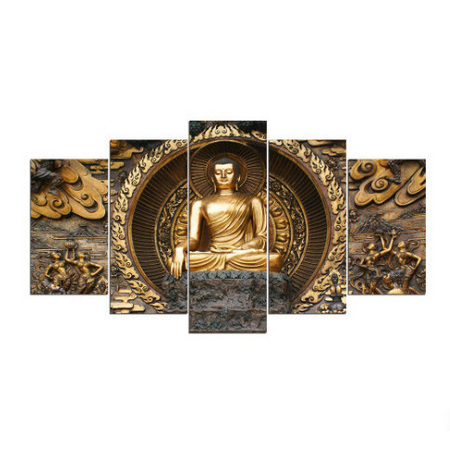 Lukisan Printing Bahan Kanvas Gambar Patung Buddha