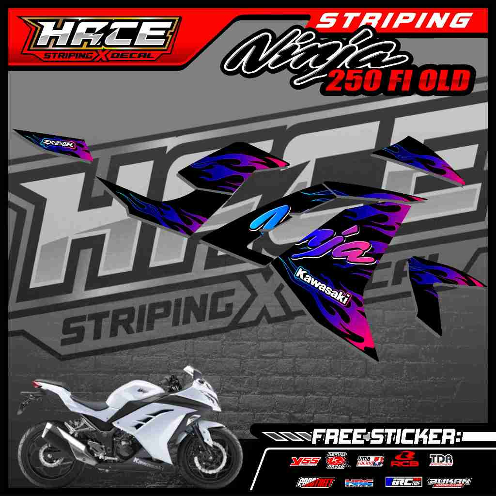 298 STRIPING STICKER NINJA 250 FI OLD - STRIPING STICKER NINJA 250 FI OLD HOT FIRE