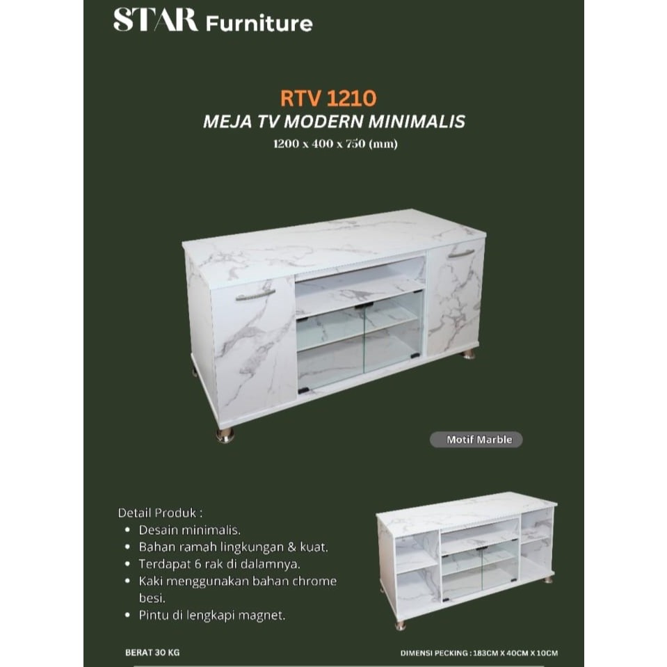 RAK TV MEJA TV BUFFET TV MARBLE MINIMALIS SERBAGUNA
