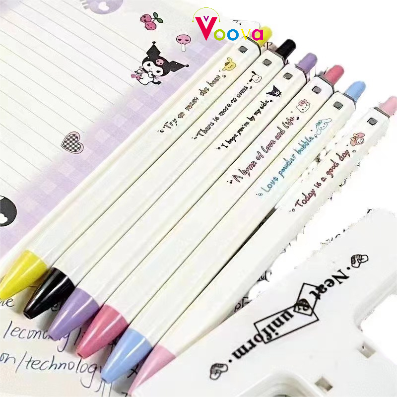 

VOOVA Pena Dorong Sanrio Pena Gel Lucu ins Alat Tulis Anak Square Pen Pena Netral Sederhana