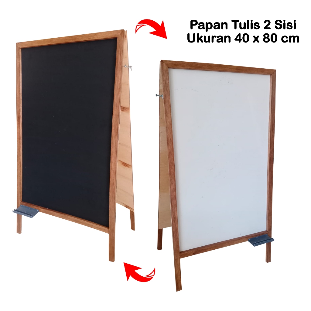 

Papan Tulis 2 Sisi 40 x 80 cm Papan Tulis Standing Menu Cafe Black Board & White Board