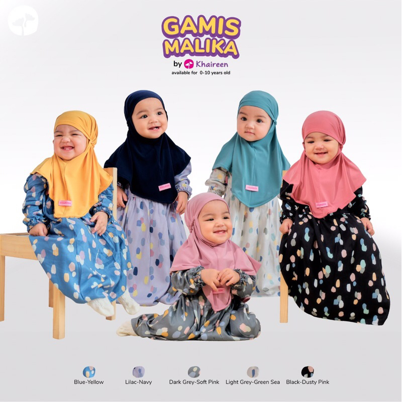 KHAIREEN GAMIS MALIKA SET HIJAB ANAK PEREMPUAN