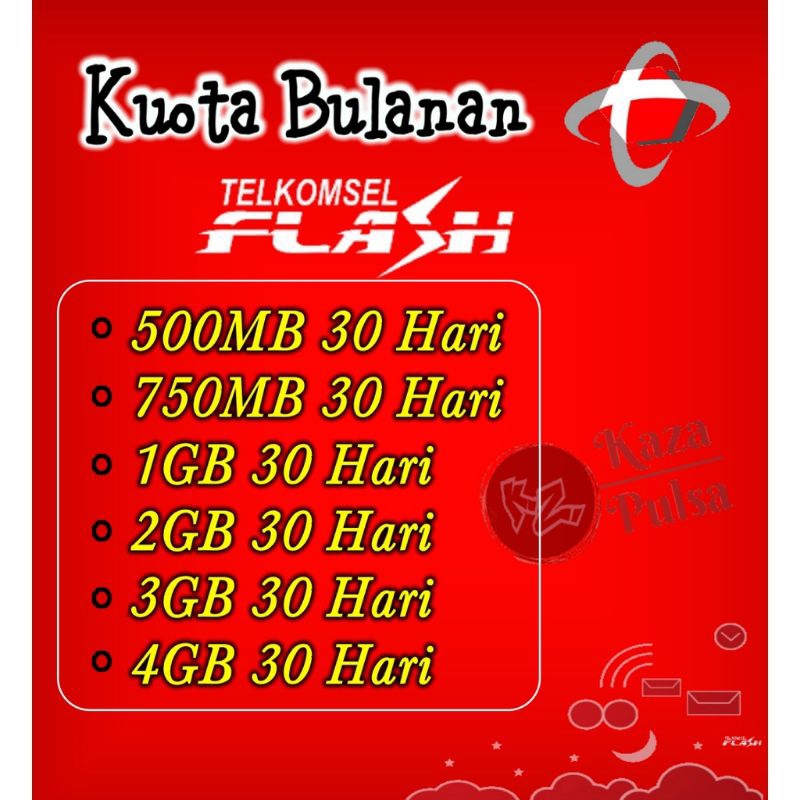 Kuota Data Paket Internet Telkomsel 100 M,B 250 MB, 500 MB, 1 GB Flash