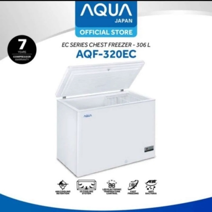 AQUA Chest Freezer Box Lemari Pembeku AQF 320EC / AQF 320 EC / AQF320EC kapasitas 306L