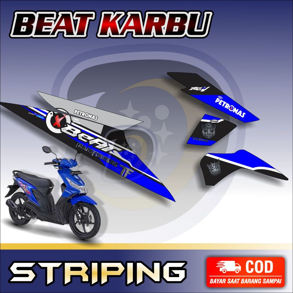 Striping Lis Honda Beat Karbu Stiker Motor Beat Karbu Transformer