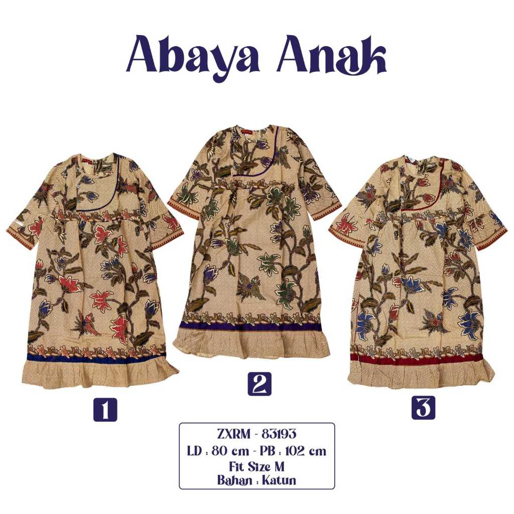 ABAYA BATIK ANAK PEREMPUAN GAMIS ANAK TERBARU LENGAN PANJANG BAJU BATIK ANAK MODEL GAMIS RIA BATIK S