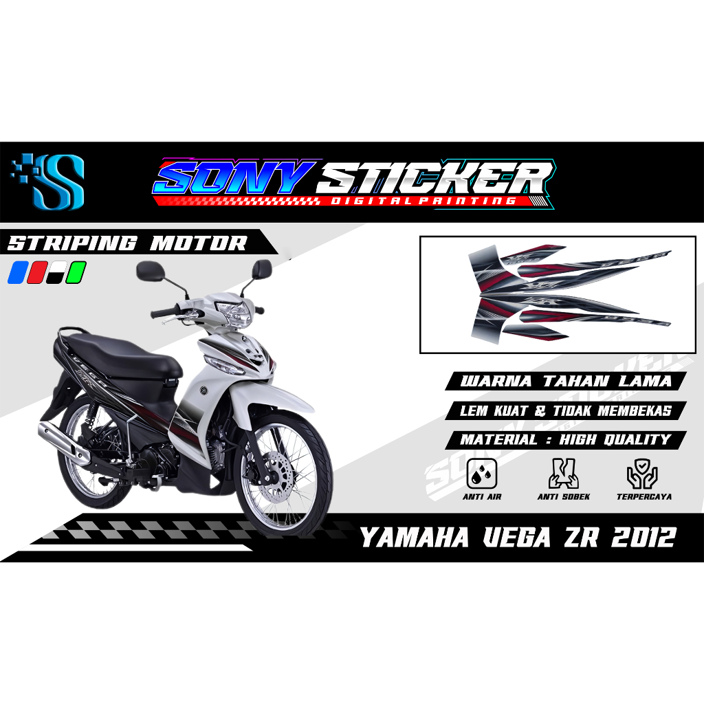 Stiker List Body Motor Vega ZR 2012 - Striping Standar Yamaha Vega ZR Tahun 2012