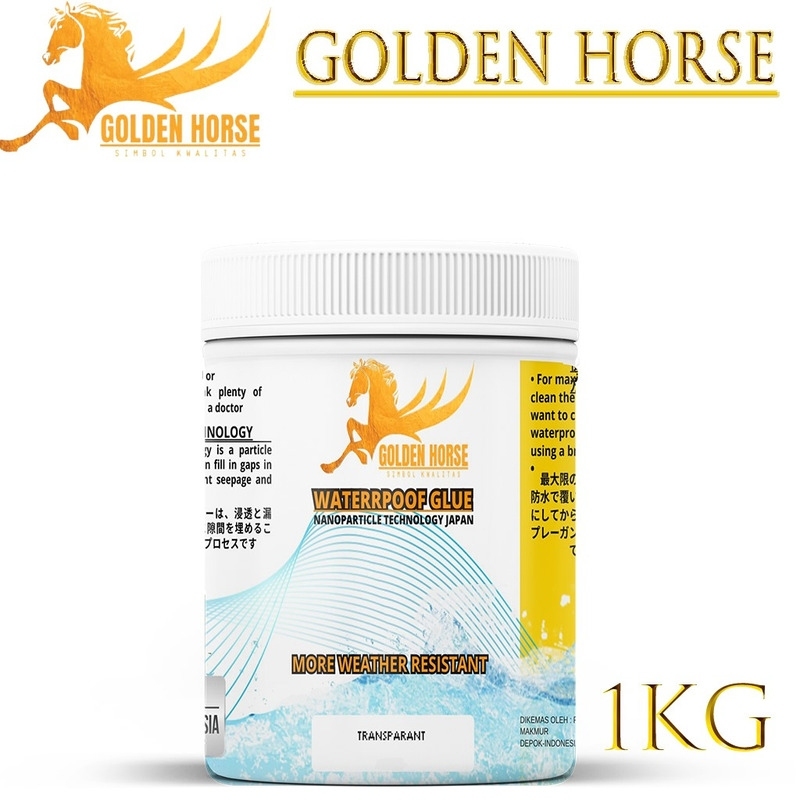 Lem Exterior Transparan Anti Bocor Golden Horse 1kg - Cepat Kering, Kuat, dan Tahan Lama