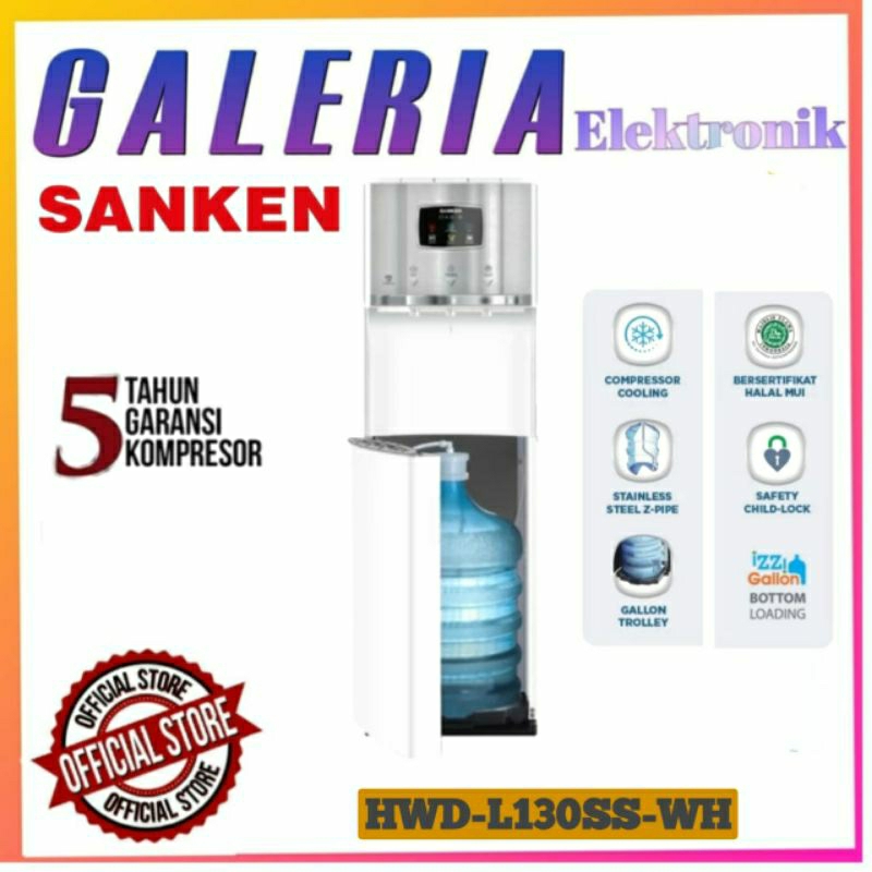 SANKEN DISPENSER GALON BAWAH HWD-L130SS-WH OASIS STAINLESS STEEL