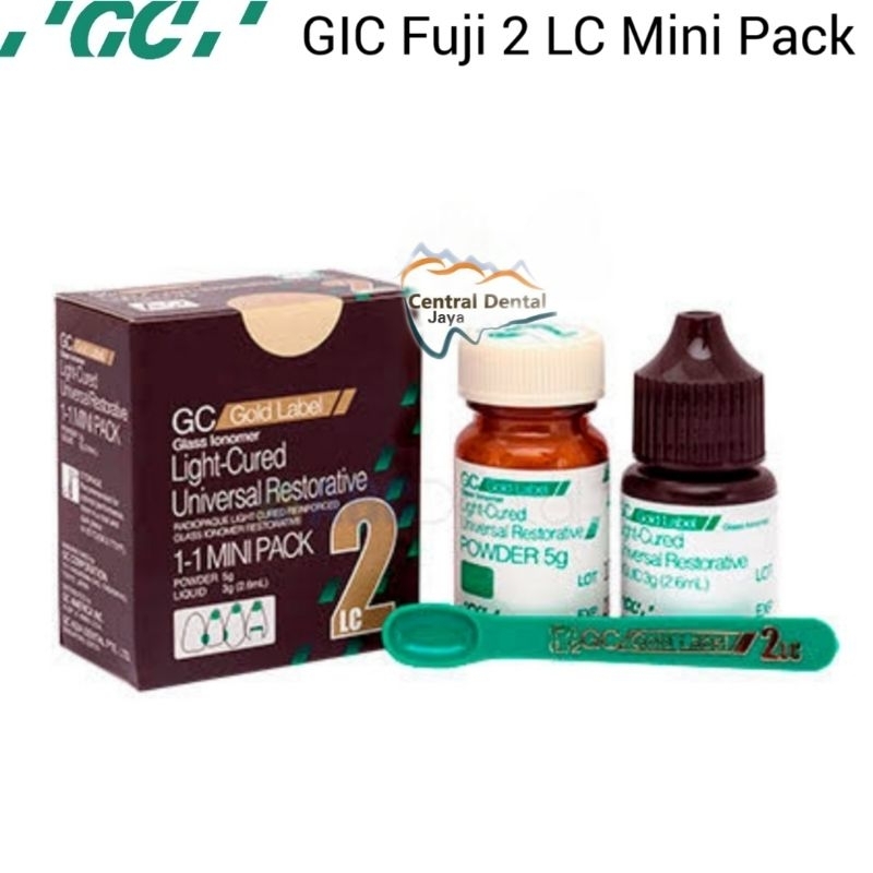 GC GIC Fuji 2 LC Mini Pack / Glass Ionomer Cement Fuji II Light Cure / Glassionomer Fuji Lem Behel O