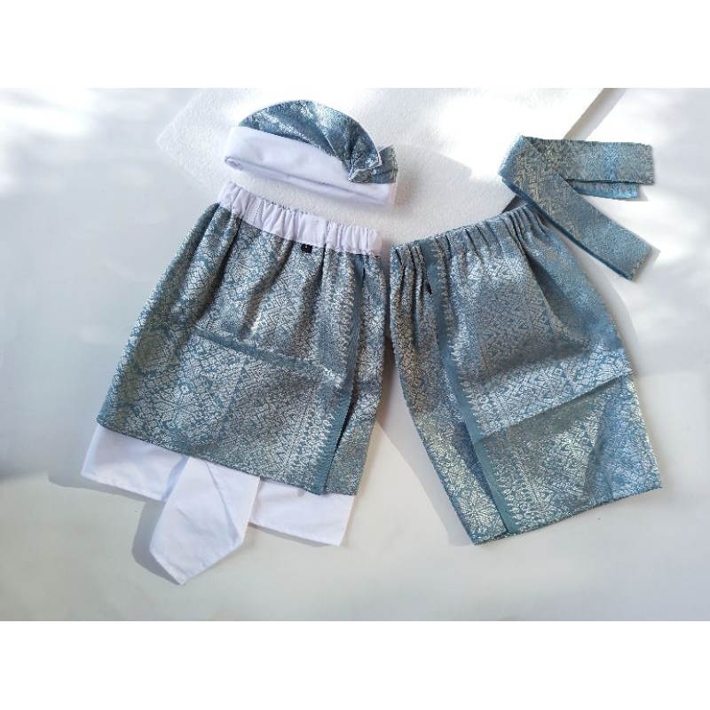 Kamen Jadi Anak Semi Songket Warna Denim Pakaian Adat Bali