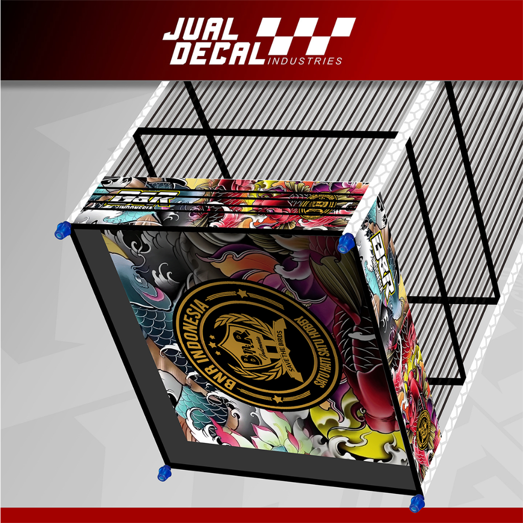 Stiker Sangkar Kotak BNR KOI Variasi Decal Kandang Gepengan Burung Cendet Kacer Koper