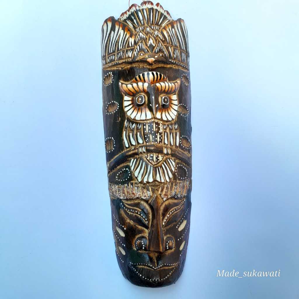 Hiasan dinding topeng kayu 30cm Kerajinan handmade antik
