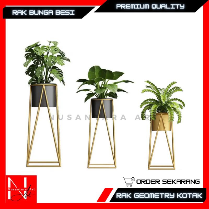 Standing Rak Pot Bunga Besi Geometry Kotak Rak Bunga Minimalis Rak Bunga Besi Aesthetic Rak Pot Bung