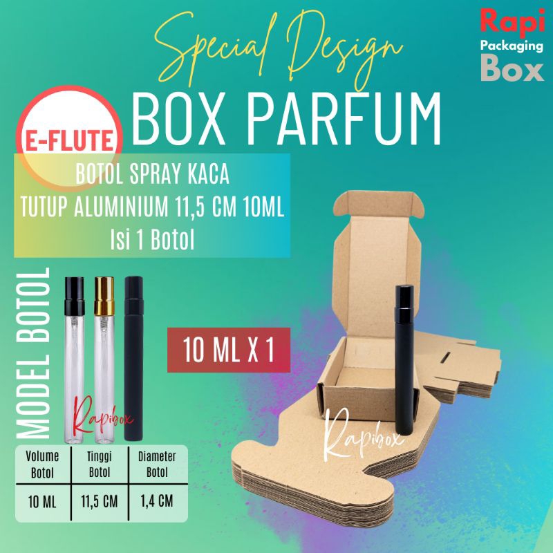 

Rapibox Box Khusus Parfum SPRAY KACA ALUMINIUM 11,5 CM 10 ML ISI 1 BOTOL E-Flute