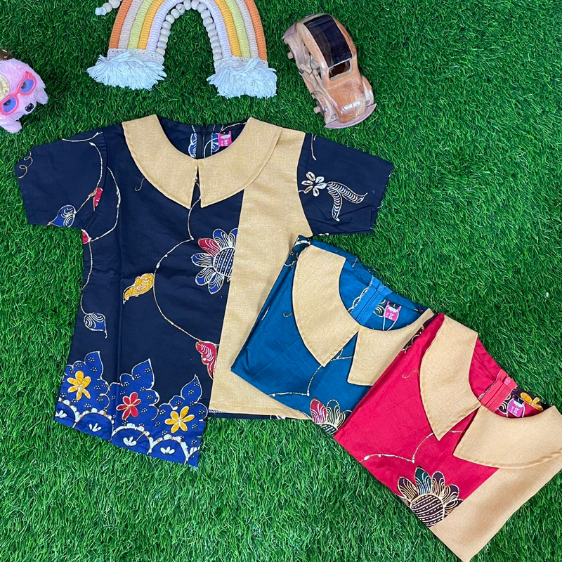 Batik Costume Blus Batik Anak Sekolah Hitam Hijau Merah Premium Mxi Toyobo Kemeja Batik Anak Cewek B