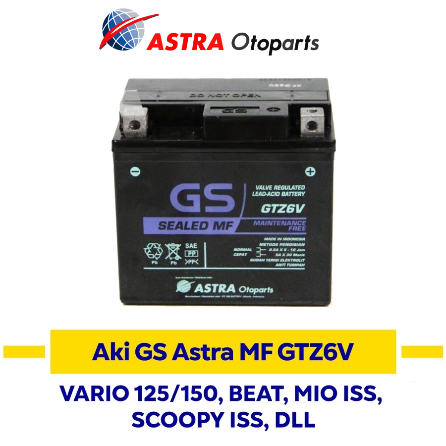 Aki Motor GS ASTRA Maintenance Free Kering GTZ-6V GTZ6V Original Honda Vario 125 Vario 150 PCX Mio SSS Beat Esp ISS Vario 110 Esp ISS GSMF-GTZ-6V