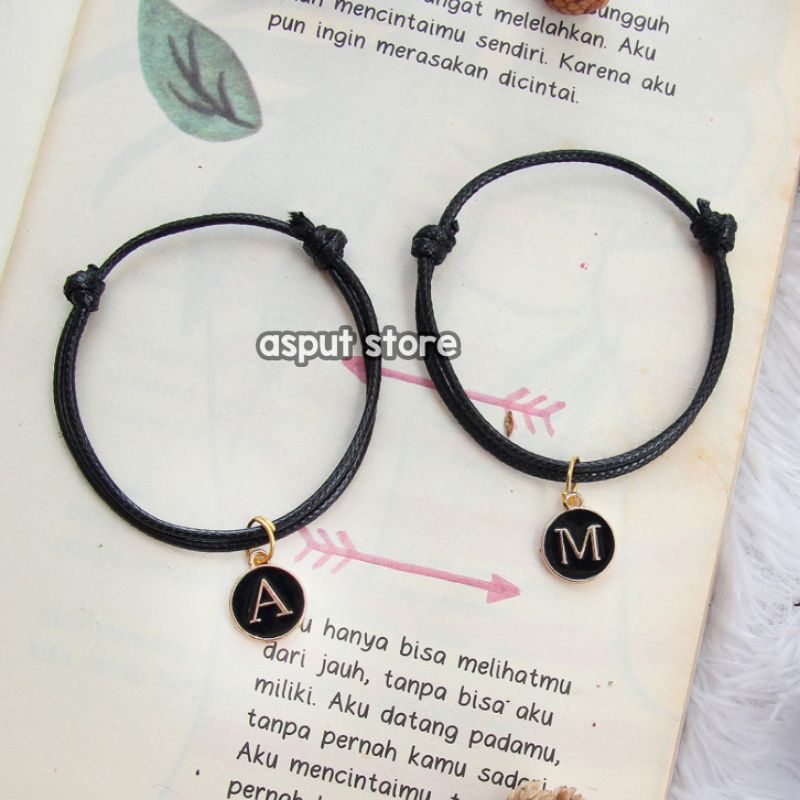 gelang inisial epoxy / gelang nama / gelang inisial nama / gelang tali hitam / gelang inisial huruf 