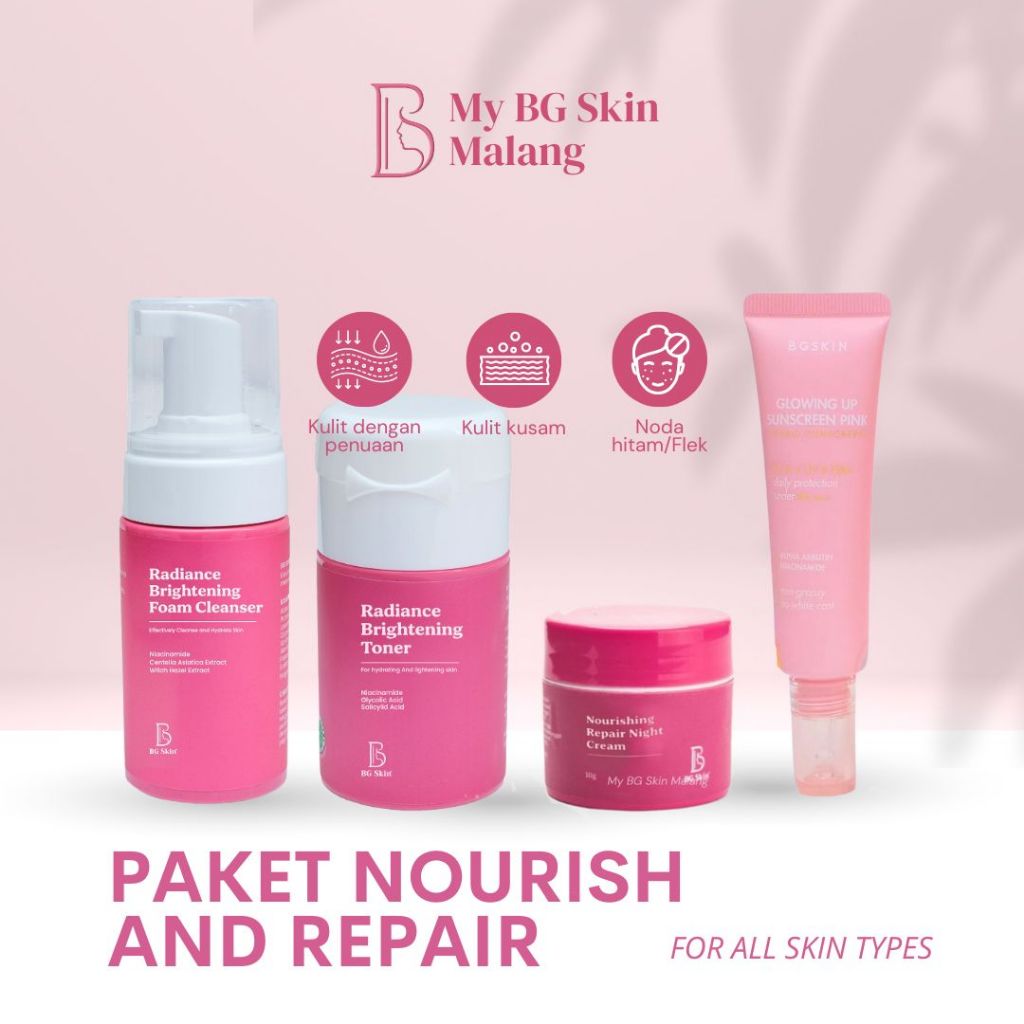 BGSKIN BG Skin Nourish And Repair Series paket perawatan lengkap untuk kulit wajah Beauty Glow