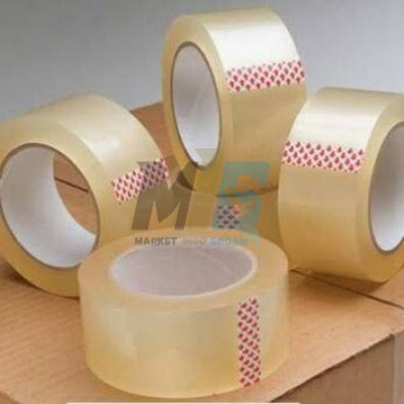 

Lakban Bening 100 Yard Tebal Dimensi 100 x 45 MM / Isolasi Lakban Bening Tape