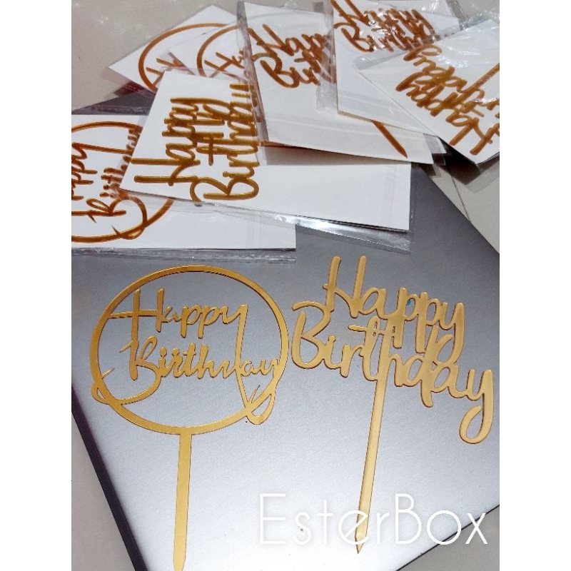 KUALITAS PREMIUM cake topper akrilik happy birthday wedding anniversary graduation engagement