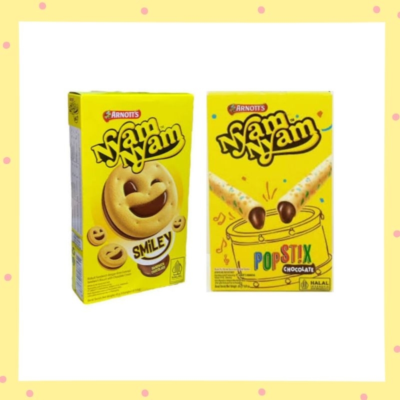 

Snack Arnott's Nyam Nyam Smiley 45 gram dan Popstix