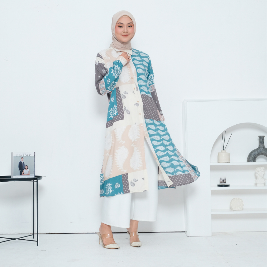 Raya Tunik by Lakuyaahijab - Long Tunik Vintage Rayon Viscose Premium - Baju Atasan Wanita Oversize 