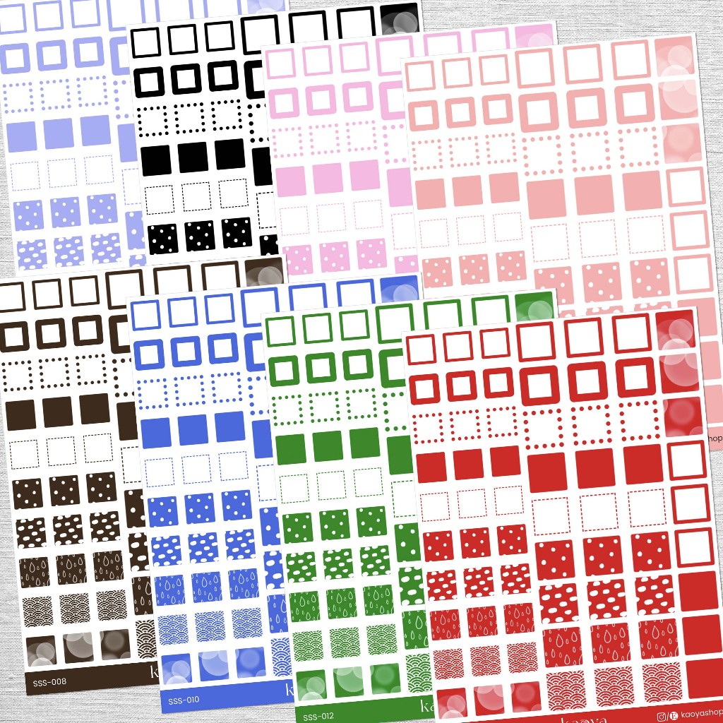 

Basic Shape Sticker Stiker Sheet: Square/ Kotak Journal Jurnal Scrapbook DIY Bujo Perlengkapan Sekolah Kerajinan Alat Tulis Dekorasi Toploader