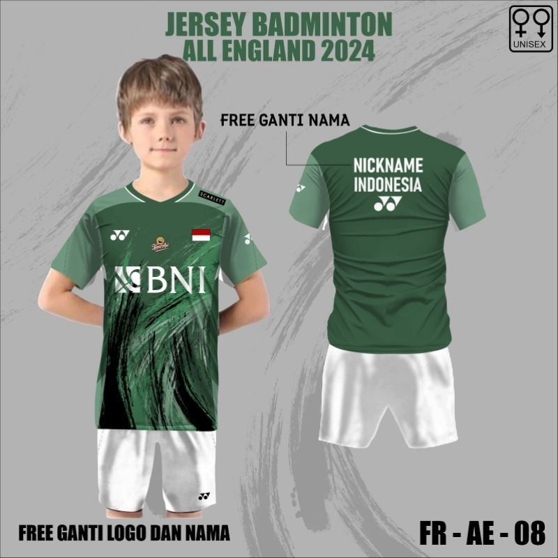 set jersey badminton all england bni anak kaos baju bulutangkis anak fajar riyan