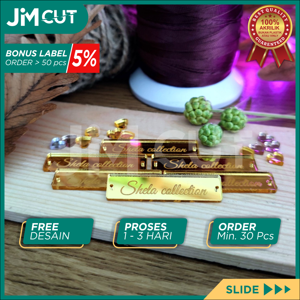 

label hijab akrilik/label custom/label branding akrilik custom - jimcut
