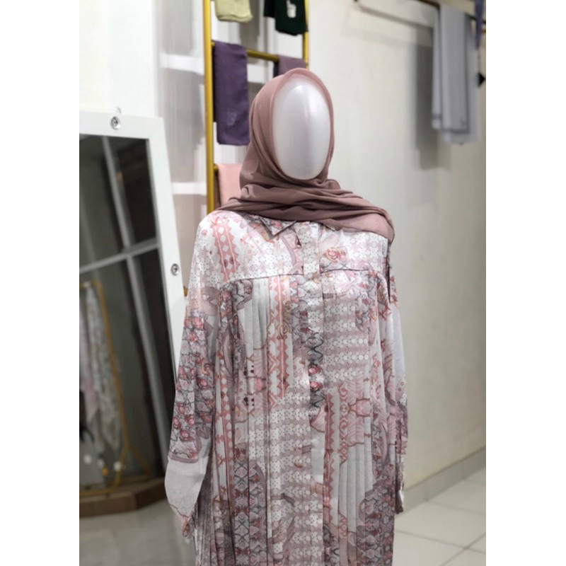 Benang Jarum - Festive Pleated Shirt Dress - Ivory - ORIGINAL