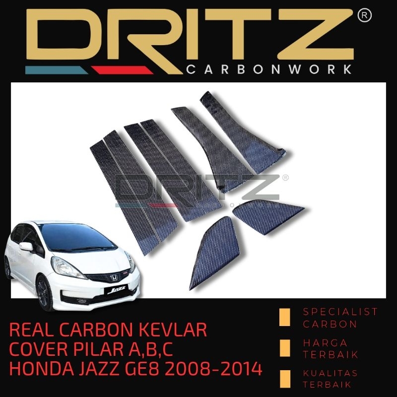 Carbon Cover 8 pcs Pillar Mobil HONDA JAZZ GE8 Aksesoris Karbon
