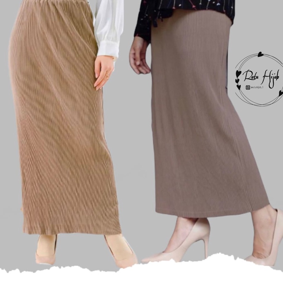 Model Baru ROK SPAN PLISKET LIDI  ROK PLISKET SPAN