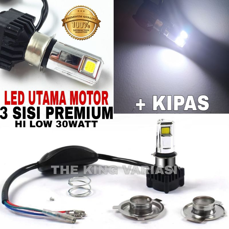 LAMPU UTAMA MOTOR LED 3 SISI KIPAS PREMIUM 30WATT / LAMPU DEPAN MOTOR 3 SISI KIPAS / LAMPU LED UTAMA