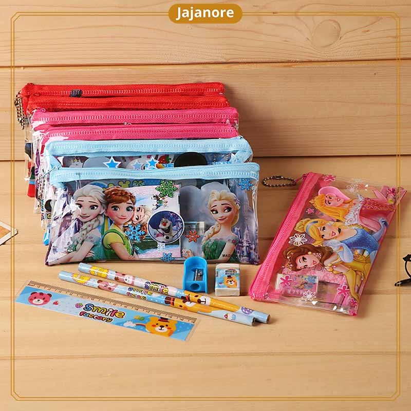

JR - TEMPAT PENSIL ALAT TULIS ANAK RESLETING TRANSPARAN KOREA / POUCH TEMPAT ALAT TULIS KARAKTER