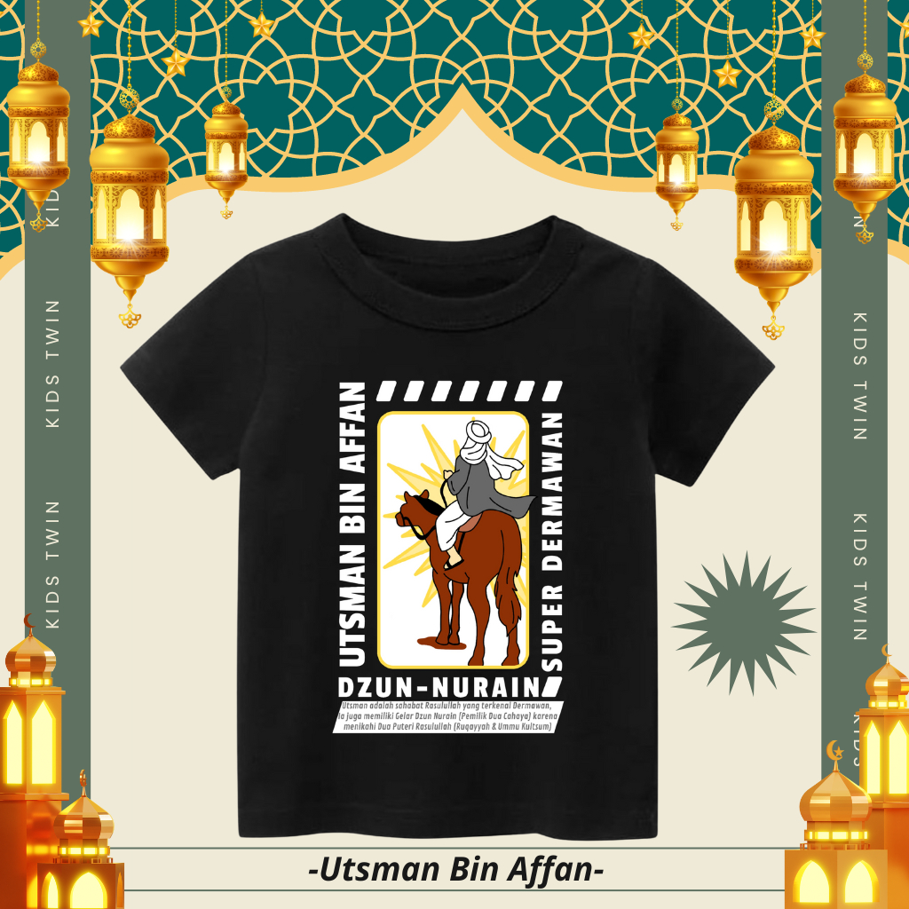 Baju Kaos Dakwah Anak Islam Muslim Utsman Bin Affan